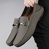 economico Mocassini casual-mocassini slip-on da uomo in similpelle bianca con fibbia in metallo, classiche scarpe casual da lavoro per gli spostamenti in ufficio, i matrimoni e l'uso quotidiano
