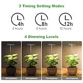 cheap Plant Growing Lights-4 Pcs LED Adjustable Plant Grow Light, Angel Ring, Red &amp; Blue Full Spectrum, 3/9/12H Timer, 3 Dimmable Levels, 17-63CM Height Adjustable, USB Powered for Succulents, Flowers, Indoor Plants