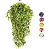 baratos Flor artificial-Conjunto de 4 arranjos de flores artificiais para pendurar, trepadeiras artificiais para exterior, resistentes aos raios UV, decoração de fundo para jardim, varanda, janela, pátio, vasos suspensos,