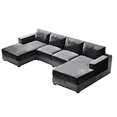 abordables Sofadoek-10 Pieces Sofa Cushion Covers for U-Shaped Modular Sectional Couch with 4 Seat 4 Back 2 Arms, Stretch Velvet Upholstered Covers for Sofa Bed with Deep Double Chaise
