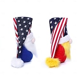  Confezione da 2 bambole nane senza volto con pentagramma a strisce per il giorno dell'indipendenza, decorazione per bambola Rudolf