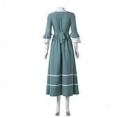 abordables Vestido-Retro Antiguo Medieval Renacimiento Hasta el Suelo Vestidos Campana Princesas Escote Cuadrado Disfraz Mujer Fantasía Víspera de Todos los Santos Carnaval Mascarada Feria del Renacimiento LARP Adulto