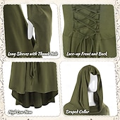 voordelige Outfits-Set Retro vintage Middeleeuws Renaissance Jurken Wapens en Harnassen Ceintuur met accessoires Lange Mouwen Fee Kostuum Dames Halloween Carnaval Maskerade Renaissance beurs Retro themafeest Volwassenen