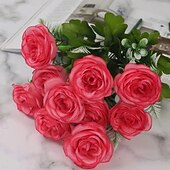 levne Umělé květiny-umělé růže, aranžmá z hedvábných růží do obývacího pokoje, květinová dekorace na stůl pod televizní stolek, umělé květiny do středu pokoje