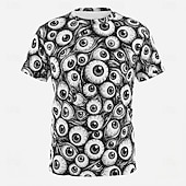 abordables hueso del cráneo-Camiseta gótica para hombre con ojos, estampado grunge 3D integral, gráfico de múltiples ojos, dibujo artístico en blanco y negro, tallas S, M, L, XL, XXL, XXXL.