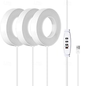 baratos Luz LED Ambiente-Luminária de cultivo LED circular com 1/2/3/4 LEDs, 48 LEDs, temporizador de 3/9/12 horas, 3 modos de cor, brilho ajustável, alimentação USB 5V, ideal para plantas de interior, hidroponia, hortaliças