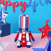  Confezione da 2 bambole nane senza volto con pentagramma a strisce, decorazione per bambola Rudolf, 250° anniversario del giorno dell'indipendenza americana