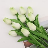 economico Fiore finti-10 tulipani finti, fiori artificiali, fiori finti in PU, steli di tulipano, per bouquet primaverili da matrimonio, composizioni floreali, decorazioni per feste in casa e ufficio, per la festa della