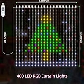 זול רצועות אור חכמות-וילון אור חכם וניתן לתכנות עמיד למים ip44, שינוי צבע RGB טקסט הניתן להתאמה אישית DIY &amp;דוגמאות, נורות לד עם שלט רחוק, אפליקציית בלוטות', בקרת נקודות קסומות לעיצוב הבית