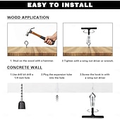 cheap Home Storage &amp; Hooks-20pcs Square Snap Hanging Hooks with Safety Buckle, Anti-Drop Screw-In Outdoor Hooks for String Lights, Hanging Plants, Wind Chimes, Bird Feeders, Lanterns, Christmas Decorations