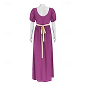 preiswerte Kleid-19. Jahrhundert Regency-Zeit Knöchellänge Kleid Kurze Ärmel Prinzessin Dame Edelfrau Einfarbig Quadrathals Kostüm Damen königlich Halloween Karneval Teegesellschaft LARP Renaissance-Messe Erwachsene