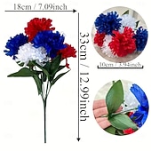 levne Umělé květiny-5 balení hřbitovních květin na hrob, 7 hlav, umělé červené, modré, bílé, šeříkové, vlastenecké, umělé hedvábné květiny na hřbitov, Den veteránů, dekorace na stůl ke Dni nezávislosti, 4. července