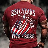  4 luglio 2026 250° Giorno della Memoria Maglietta a Manica Corta con Stampa 3D Bandiera USA per Uomini Quotidiano