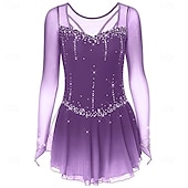 abordables Vestidos de Patinaje Artístico-Vestido de patinaje artístico Chica Patinaje Sobre Hielo Vestidos Negro Blanco Amarillo Retazos Costura asimétrica Elástico Entrenamiento Competición Ropa de Patinaje Clásico Cristal / Strass Manga