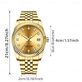 cheap Quartz Watches-Men's Watch, Men's Charming Luxury Watch, Rhinestone Decoration, Calendar Function, Night Light Display, Men's Fashionable Casual Watch, Best Men's Accessory, and Best Men's Gift Selection