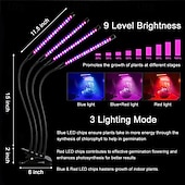 abordables Lampe de croissance LED-Lampe de croissance LED à 4 têtes à pince, spectre complet rouge &amp;Lampe de croissance bleue, 80 LED, minuterie 3/9/12 h, USB 5 V, réglable, idéale pour les serres d'intérieur, les plantes grasses, les