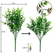levne Umělé rostliny a zeleň-9 svazků umělých keřů, keřů, rostlin, umělé zeleně zimozeleň, 63 stonků, odolných proti blednutí, umělých plastových rostlin pro zahradu, farmu, verandu, terasu, okno, truhlík, svatbu, kancelář,