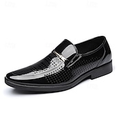 cheap Monk Shoes-Men's Faux Leather Perforated Dress Loafers with Glossy Finish, Stylish Slip-On Shoes for Formal &amp; Evening Events