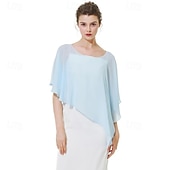 tanie Peleryna-Bolero Chusty Mamy Chusty dla nowożeńców Chusty dla gości weselnych Peleryna Elegancja damska Styl formalny Bez rękawów Szyfon Chusty ślubne Z Czysty Kolor Na Codzienny Lato