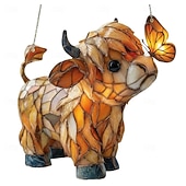 זול תליית קיר חיצונית-לוכד שמש של פרפר פרה בהילנד, תליית חלון אקרילית, קישוט לוכד שמש של חיות משק לבית, לחדר שמש, לגינה, מתנה לאוהבי פרות