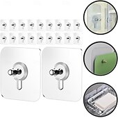 رخيصةأون خطاف-خطافات لاصقة بدون حفر، 20 قطعة من علاقات الصور بدون مسامير، خطافات جدارية لاصقة للتعليق، خطافات لولبية للتثبيت على الحائط، للتعليق على الحائط بدون مسامير للمطبخ والحمام والمنزل