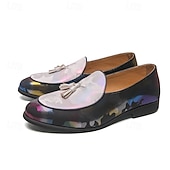 voordelige Loafers-Kleurrijke loafers van imitatieleer voor heren met kwastjes, een trendy instapmodel voor modieuze casual en semi-formele gelegenheden.