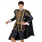 preiswerte Outfits-Rokoko Viktorianisch Renaissance Outfits Ausgefallene Kostüme Edelmann Königliche Kleidung Kostüm Herren Halloween Karneval Party Leistung Renaissance-Messe Erwachsene Oberteil Umhang Shorts