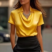 cheap Plain Blouses-Women's Shirt Blouse Ruched Solid Color Elegant Vacation Party Sleeveless Cowl Neck Regular Tops Daily Outdoor Office Light Blue claret Large quantities of stock available Maximum size weight: 118