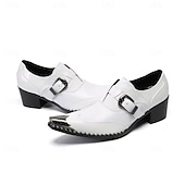 Χαμηλού Κόστους Κλασικά Παπούτσια-Ανδρικά λευκά επίσημα παπούτσια από γνήσιο δέρμα, μοντέρνα παπούτσια με αγκράφα για γάμους, πολυτελή υποδήματα για γαμπρό και καλεσμένους σε γάμο