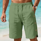 preiswerte Urlaub-Herren Shorts Leinenshorts Sommershorts Strandshorts Kordelzug Elastischer Bund Knöpfe Einfach Komfort Atmungsaktiv Kurz Täglich Outdoor Strand Urlaub Mode Schwarz Weiß Unelastisch