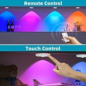 olcso Puck Lights-3 db újratölthető LED szekrényvilágítás, mágneses, vezeték nélküli RGB korongvilágítás távirányítóval, gardrób, borszekrény, szekrény alatti világítás, kábelezést nem igényel, USB-n újratölthető