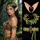 voordelige Accessoires en meer-Middeleeuws Renaissance Fancy kostuum Accessoires Elf Fee Kostuum Dames Halloween Carnaval Prestatie LARP Ren Faire Volwassenen Helm Riem Oorbellen