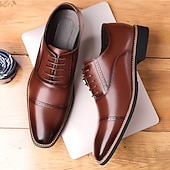 baratos Sapatos Oxford-Sapatos sociais masculinos em couro sintético, clássicos e elegantes para o escritório e ocasiões especiais.