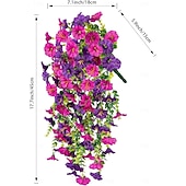 お買い得  造花-4個の吊り下げ式人工アサガオのつる、UV耐性造花、屋外用、玄関ポーチの庭の結婚式用の造花、造花のつる、夏の屋内屋外装飾