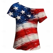  250-årsjubileum i USA Retro / vintage 1980erne T-skjorte Enskuldret Korte ermer USA Flagg Kostyme Dame 4. juli Uavhengighetsdagen Voksne T-Trøye