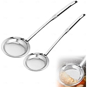 cheap Kitchen Utensils &amp; Gadgets-2 Pack Fine Mesh Stainless Steel Colander Mesh Strainer for Cooking Oil, Skimmer Spoon Filte Grease Foam, Food Strainer Kitchen Gadgets