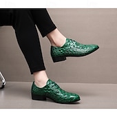 Χαμηλού Κόστους Derby παπούτσια-Ανδρικά παπούτσια με κορδόνια από συνθετικό δέρμα σε κόκκινο μοτίβο κροκόδειλου, μοντέρνα σχεδίαση για ειδικές περιστάσεις