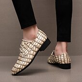 abordables Chaussures Derby-Chaussures habillées pour hommes en similicuir orange à motif crocodile – chaussures de ville et de mariage pour messieurs modernes