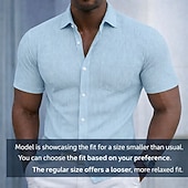  Men's Shirt Texture Casual Shirt Corduroy Shirt Button Up Shirt Black White Burgundy Navy Blue Military Green Short Sleeve Plain Shirt Collar Casual Daily Front Pocket Clothing Apparel Elegant