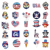  250 יחידות מדבקות 4 ביולי (5 סטים של 50) מדבקות ויניל עמידות למים עם דגל ארה"ב, פטריוטיות, למחשב נייד, אלבום תמונות, קישוטי מסיבה ליום העצמאות, ילדים ומבוגרים