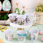 Недорогие Пасха-1 шт. жестяная коробка в виде пасхального кролика, металлическая подарочная коробка для конфет и печенья в виде кролика, контейнер для хранения пасхальных яиц, пустая коробка для упаковки сладостей.