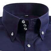 economico Camicie eleganti da uomo-Per uomo Camicia Camicia con colletto a punta di lancia Camicia elegante Camicia button-down Semplice Casuale Quotidiano Nero Bianco Rosso Blu marino scuro Manica Lunga Colletto alla francese