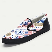  Patriottische sneakers voor heren ter ere van het 250-jarig jubileum – rood, wit en blauw ontwerp met de Amerikaanse vlag, comfortabele instapschoenen om de Onafhankelijkheidsdag en nationale evenementen te vieren.