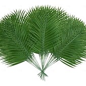 お買い得  人工植物と緑-人工ヤシの葉 14/42 個、20.4 インチの屋外用フェイクヤシの葉、グリーン、トロピカルスタイル、家の装飾、結婚式、誕生日パーティーに最適。