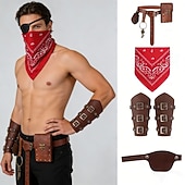 abordables Accessoires et plus-Médiéval Renaissance Costume élégant Accessoires Pirate Viking Déguisement Homme Viking Pirate Halloween Carnaval Performance LARP Foire de la Renaissance Adulte Bracelet Ceinture Eye Patch