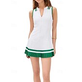 Χαμηλού Κόστους Φόρεμα Γυναικών-Γυναικεία Κουρελού Φόρεμα τένις με ενσωματωμένο σορτς και σουτιέν Αθλητικό φόρεμα Αμάνικο Κουμπώσου Τσέπη Ελαστικό Σκούπισμα ιδρώτα Αναπνέει Τέννις Τρέξιμο Καταλληλότητα Περιλαίμιο Polo Φορέματα