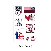  10/20 feuilles d'autocollants de tatouage pour la fête de l'indépendance américaine en stock. Vente en gros d'autocollants de tatouage décoratifs pour le maquillage du visage et la célébration du