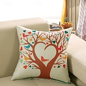 baratos Jogue travesseiros, inserções e capas-Capas de almofada de linho Four Seasons com orquídeas e a árvore da vida, um design floral vibrante e colorido para sofá e cama.