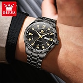 levne Mechanické hodinky-Nové pánské business hodinky značky Olevs s luminiscenčním displejem, kalendářem a týdenním ukazatelem, plně automatickým mechanickým strojkem, tvarem kosočtverce osazeným diamanty, voděodolné, vhodné