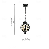 abordables Design de Globe-Lampes suspendues d'extérieur, lampe suspendue extérieure, lustre en métal noir étanche pour porche avec globe en verre transparent dans un cadre en cage de fer, lanterne extérieure pour entrée,